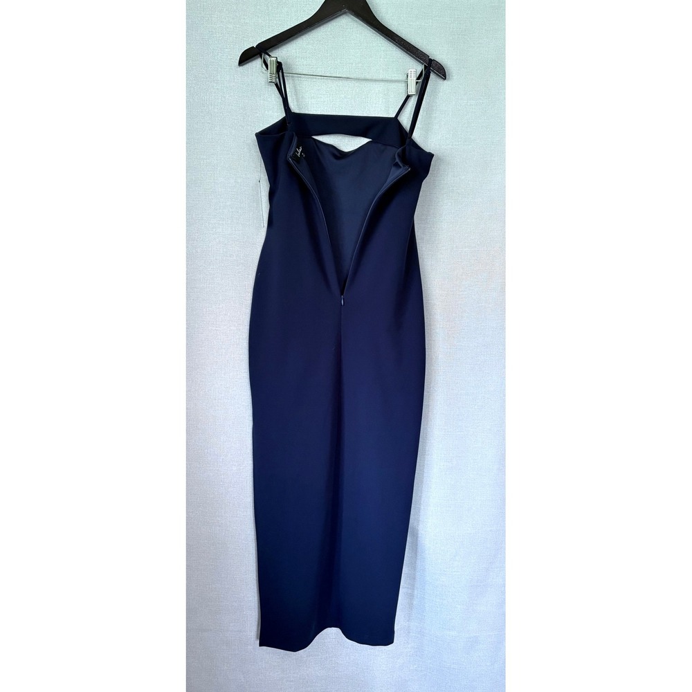 NWT Lulus Midi Slip Dress Such A Charmer Navy Blue Cutout High Slit Bodycon M - Picture 6 of 12